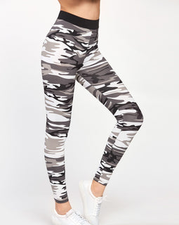 Contrast Waist Camo Leggings