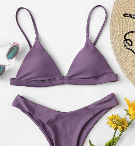 Triangle Top With High Leg Bikini Set