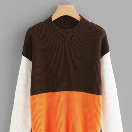 Drop Shoulder Color Block Jumper