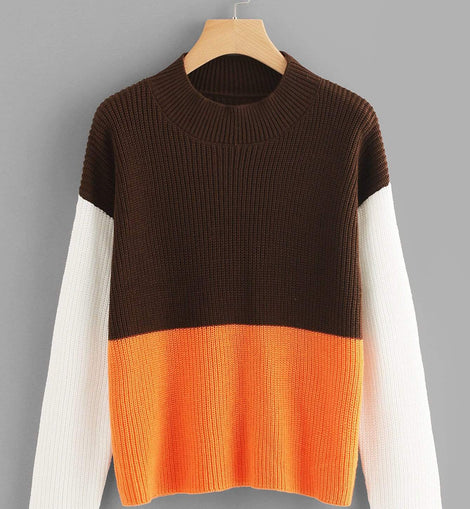 Drop Shoulder Color Block Jumper