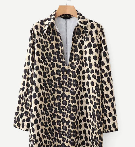 Leopard Print Shirt Dress