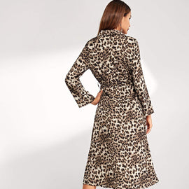 Self Tie Leopard Print Dress