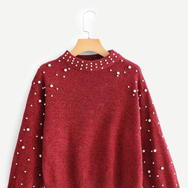 Pearl Beaded Bishop Sleeve Jumper