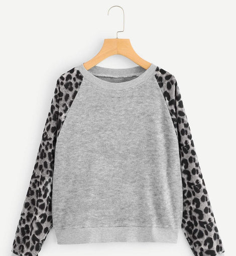 Leopard Print Raglan Sleeve Jumper