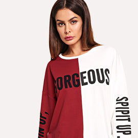 Color Block Letter Print Sweatshirt