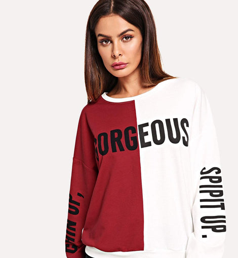 Color Block Letter Print Sweatshirt