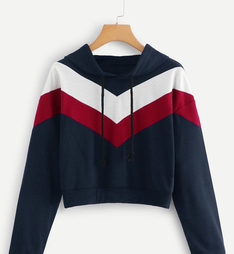 Chevron Print Hooded Sweatshirt