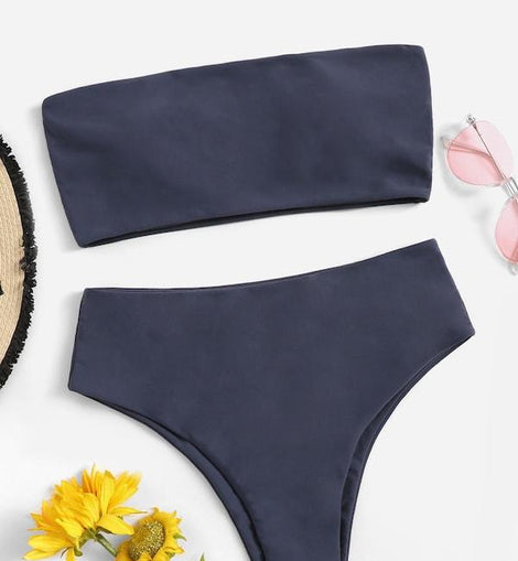 Bandeau With High Waist Bikini Set