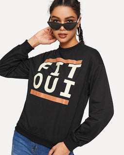 Drop Shoulder Letter Print Sweatshirt