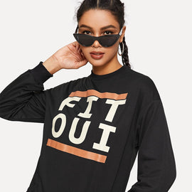 Drop Shoulder Letter Print Sweatshirt