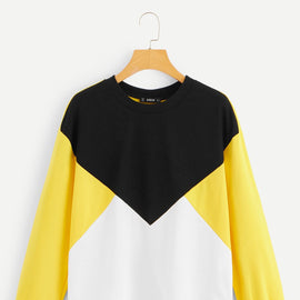 Drop Shoulder Color-block Pullover