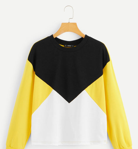 Drop Shoulder Color-block Pullover